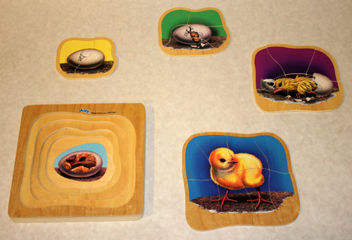 Hatching chick layered puzzle