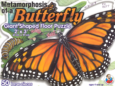 Metamorphosis of a butterfly giant shaped floor puzzle