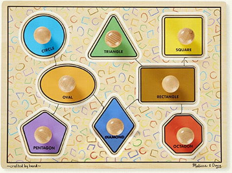 Jumbo knob puzzle : geometric shapes [toddler puzzle].
